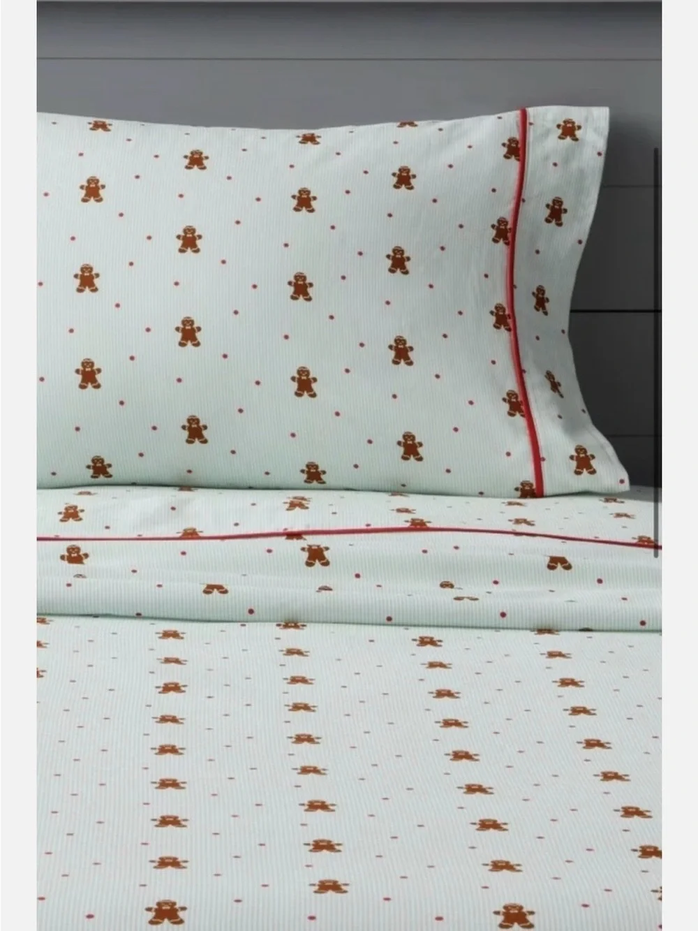 Gingerbread DREAMS Mint Pin Stripe Poka Dots FULL Sheets —  Festive Nostalgic